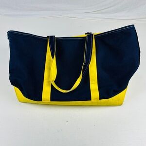 L.L. Bean Boat And Tote Bag Large Navy & Yellow 21” X 11” Made In USA VTG